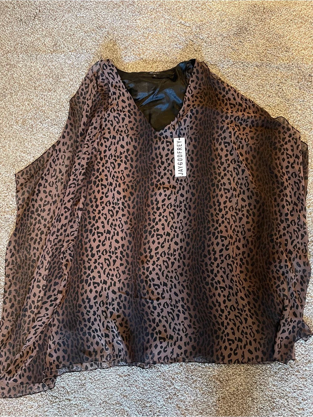 JAYGODFREY Brown and Black Leopard Print V-Neck Tunic